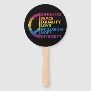 Kindness Peace Equality Love Inclusion Hope Divers Hand Fan