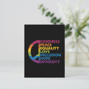 Kindness Peace Equality Love Inclusion Hope Divers Holiday Postcard