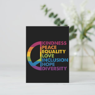 Kindness Peace Equality Love Inclusion Hope Divers Postcard