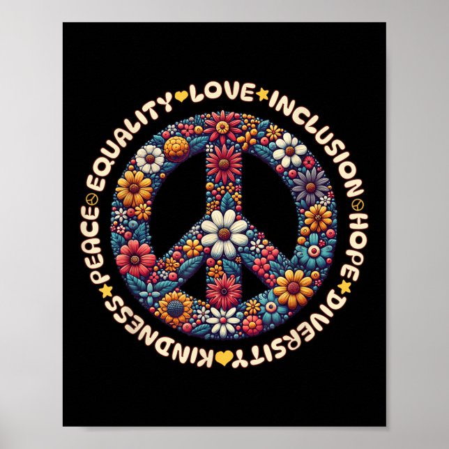 Kindness Peace Equality Love Inclusion Hope Divers Poster (Front)