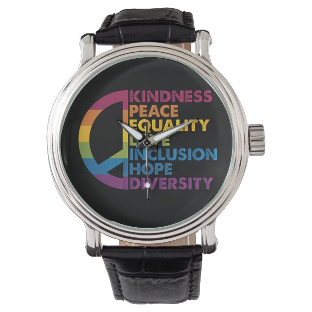 Kindness Peace Equality Love Inclusion Hope Divers Watch (Front)
