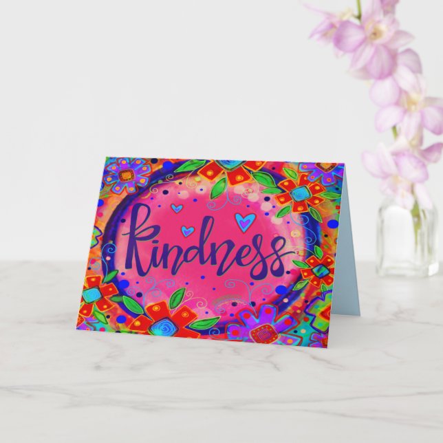 Kindness Pink Floral Whimsical Inspirational Fun Card (Orchid)