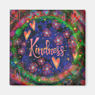 Kindness Pretty Hearts Colourful Floral Inspirivit Magnet