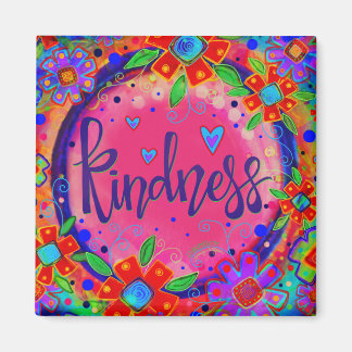 Kindness Pretty Pink Colourful Floral Inspirivity Magnet