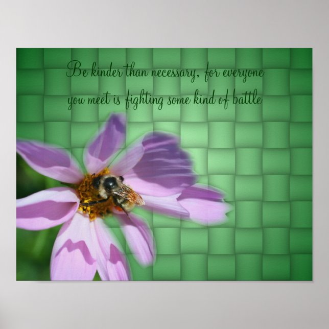 Kindness Quote Bee On Flower Inspirational Poster (Front)