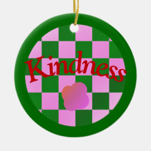 Kindness Quote in Classic Green Typography Ceramic Tree Decoration