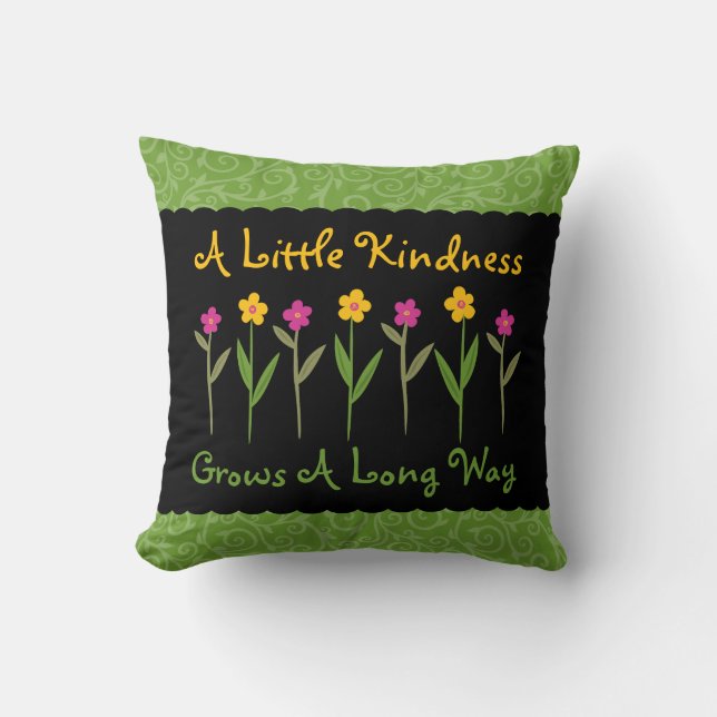 Kindness Quote Pink Yellow Floral Inspirational Cushion (Front)
