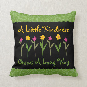 Kindness Quote Pink Yellow Floral Inspirational Cushion