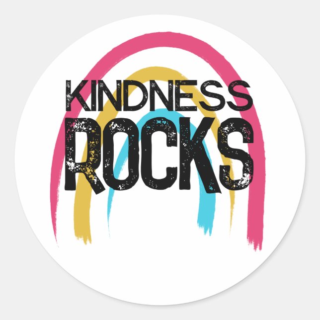 Kindness Rocks Rainbow Classic Round Sticker (Front)