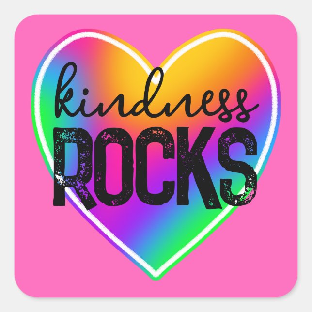 Kindness Rocks Rainbow Square Sticker (Front)