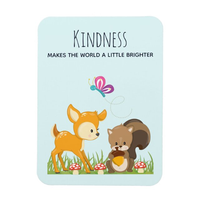 Kindness Saying with Cute Woodland Creatures Magnet (Vertical)