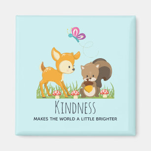 Kindness Saying with Cute Woodland Creatures Magnet