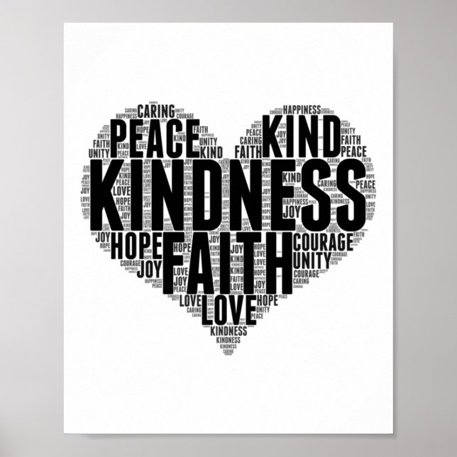 Kindness Wordcloud Be Kind Stop Bullying Orange Un Poster (Front)