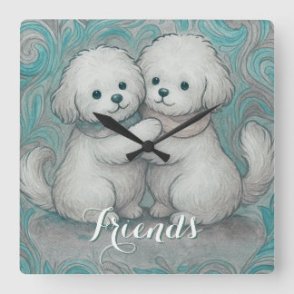 Kindred Paws Square Wall Clock