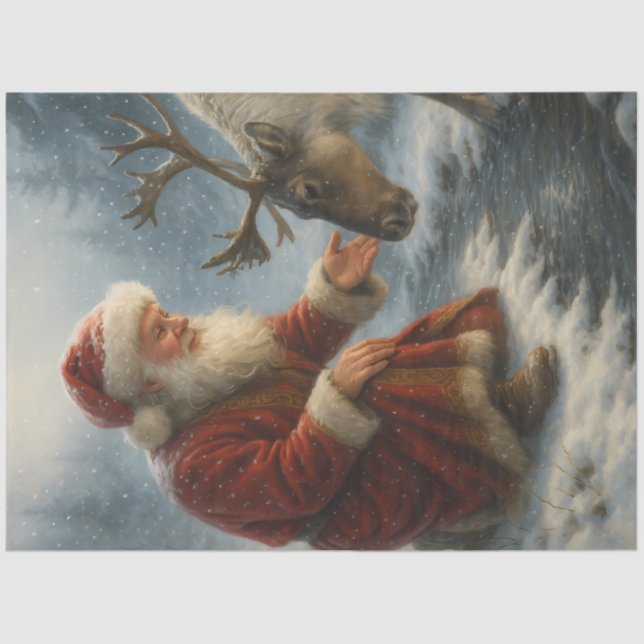 Kindred Spirits Santa & Reindeer Winter Decoupage  Tissue Paper (Front)