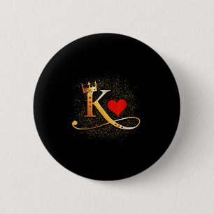 King & Queen Of Hearts Crown Couple Saint Vale 6 Cm Round Badge