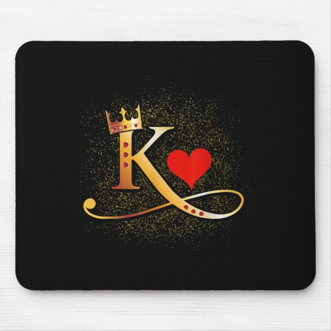 King &amp; Queen Of Hearts Crown Couple Saint Vale Mouse Mat (Front)