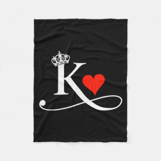 King &amp; Queen Of Hearts Matching Couple Saint V Fleece Blanket
