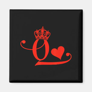 King &amp; Queen Of Hearts Matching Couple Saint V Magnet