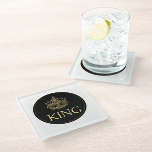 King and Crown Royal Emblem Glass Coaster