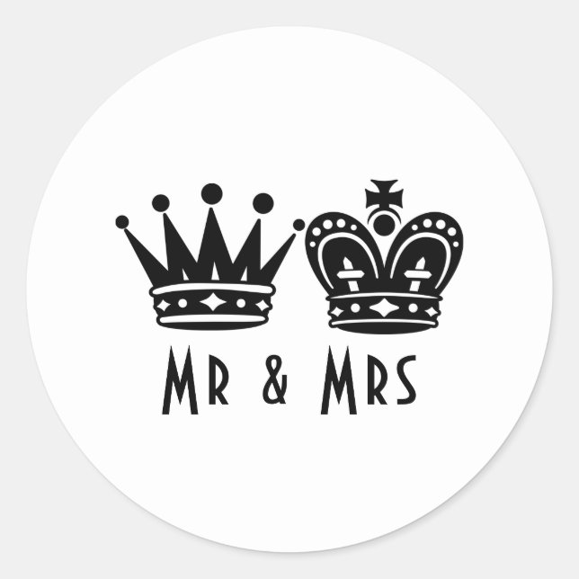 King And Queen Chess Board Game Wedding Classic Round Sticker (Front)