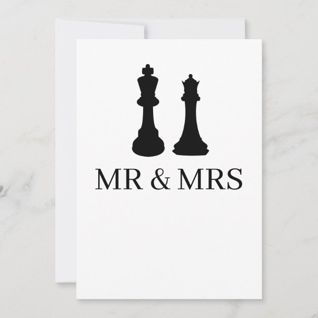 King And Queen Chess Pieces Wedding Announcement (Front)