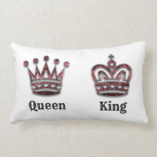 King and Queen Crowns His and Hers Personalised Lumbar Cushion