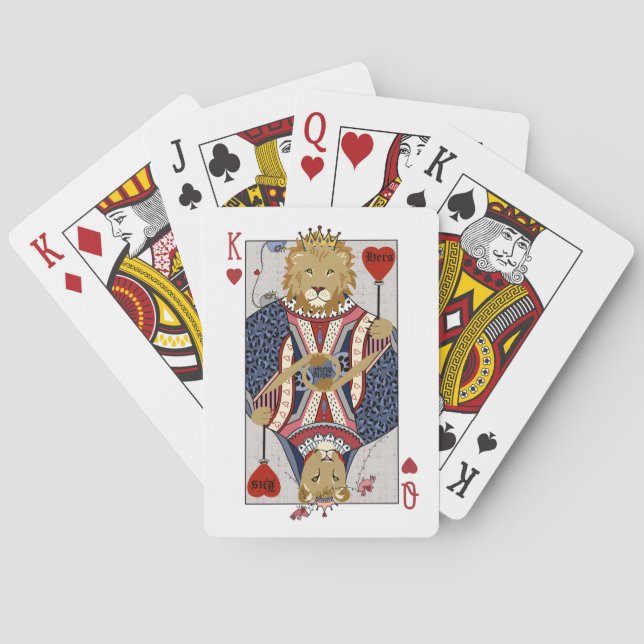 King and Queen of Hearts Lions Blue Playing Cards (Back)