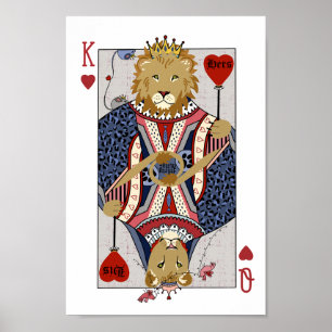King and Queen of Hearts Lions - Blue Poster