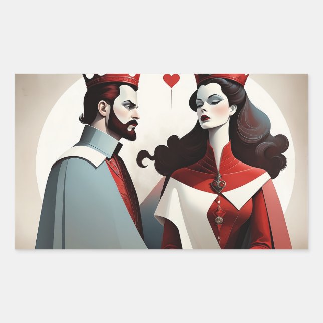 King and Queen of Hearts Rectangular Sticker (Front)