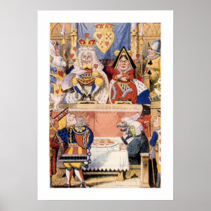 King and Queen of Hearts Vintage Alice Wonderland Poster