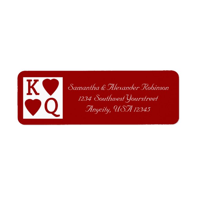 King and Queen Playing Card Vegas Address Label (Front)