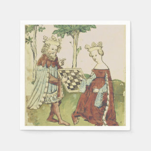 King and Queen Playing Chess Middle Ages Napkin