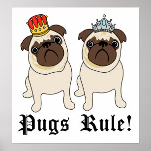 King and Queen Pug Posters and Prints