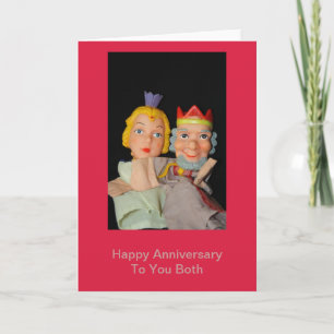 King and Queen Puppets Happy Anniversary Card