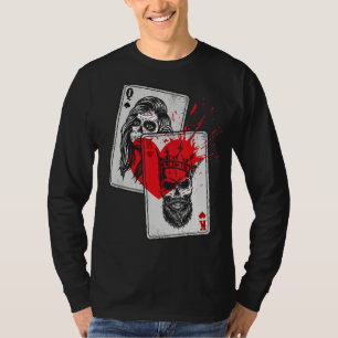King and Queen Skull and Catrina Playing Cards Cou T-Shirt