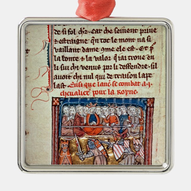 King Arthur and Guinevere watching a Metal Tree Decoration (Front)