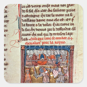 King Arthur and Guinevere watching a Square Sticker