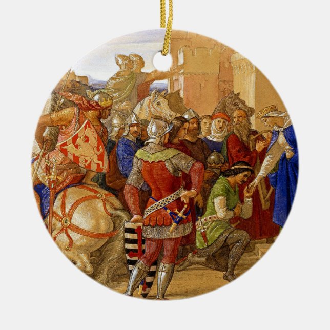 King Arthur and Knights of the Round Table Ceramic Tree Decoration (Front)
