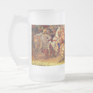 King Arthur and Knights of the Round Table Frosted Glass Beer Mug