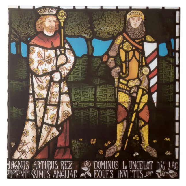 King Arthur and Sir Lancelot by William Morris Tile (Front)