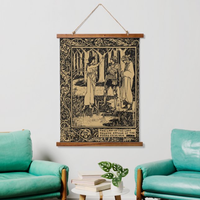 King Arthur by Aubrey Beardsley Hanging Tapestry (Living Room)