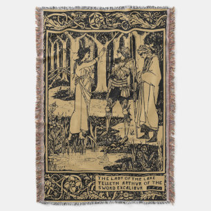 King Arthur by Aubrey Beardsley Throw Blanket