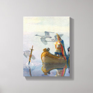 King Arthur & Excalibur, c. 1922 by N.C Wyeth Canvas Print