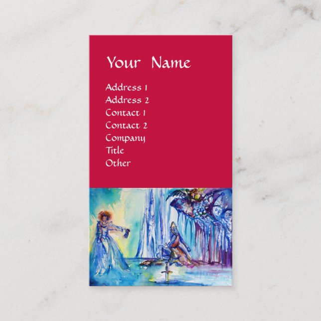 KING ARTHUR ,LADY OF THE LAKE AND EXCALI red Business Card (Front)