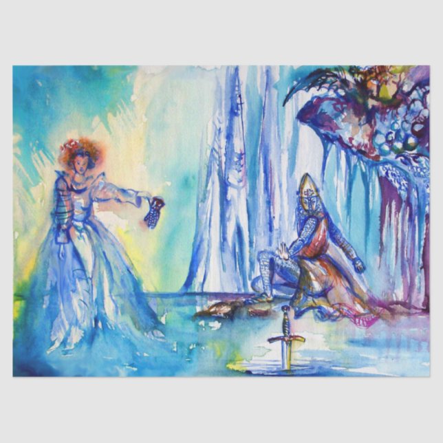 KING ARTHUR ,LADY OF THE LAKE AND EXCALIBUR TISSUE PAPER (Front)
