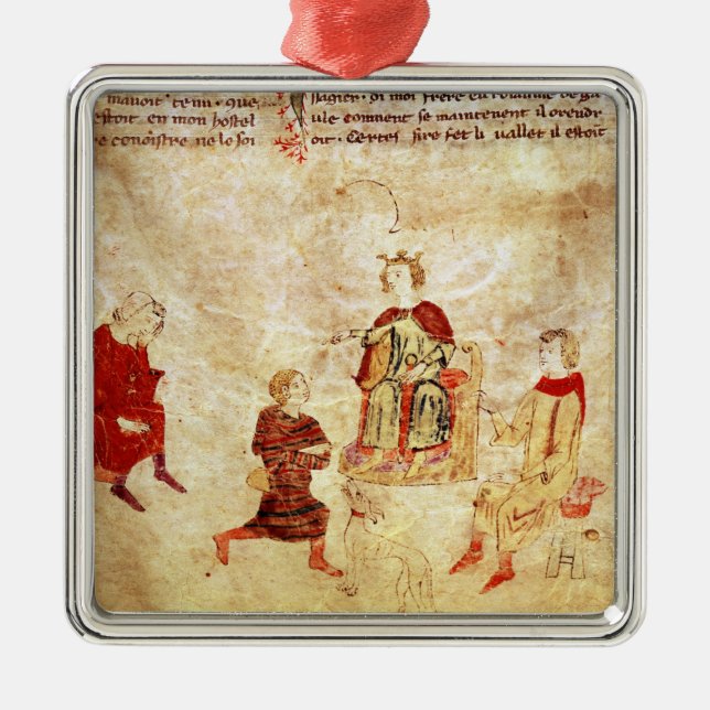 King Arthur on his Throne Surrounded Metal Tree Decoration (Front)