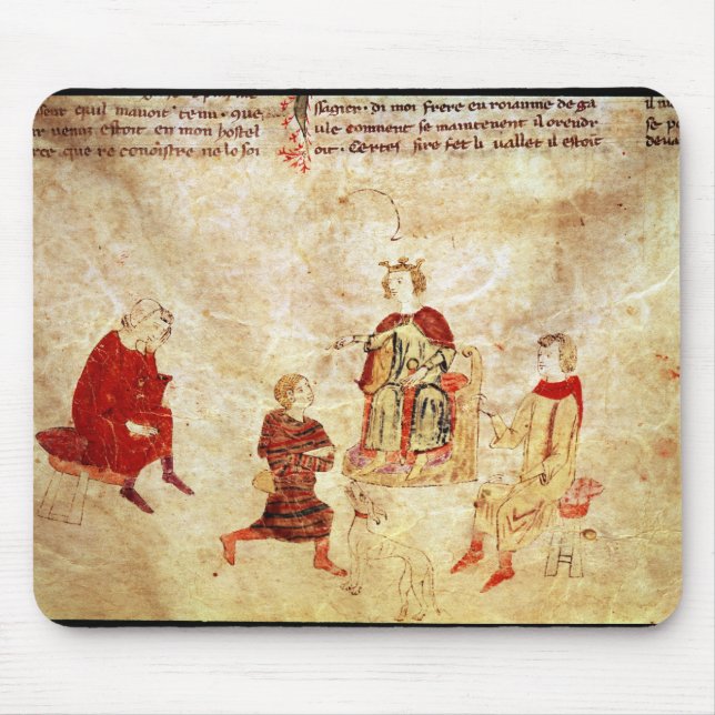 King Arthur on his Throne Surrounded Mouse Mat (Front)