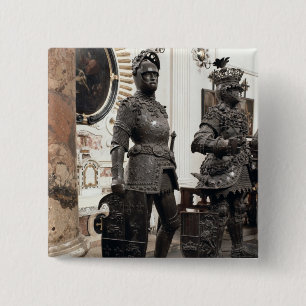 King Arthur, statue from the tomb of Maximilian 15 Cm Square Badge