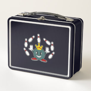 King at Bowling with Bowling pin Metal Lunch Box